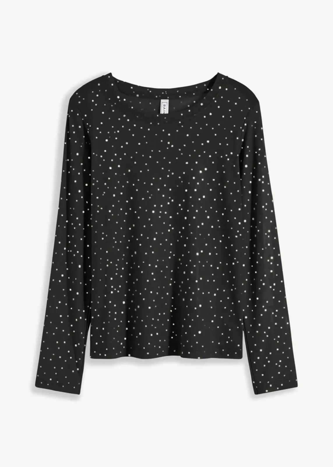 bonprix Shirts & Tops|Nachhaltigere Materialien^Langarmshirt aus Glitzer-Mesh schwarz