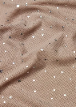 bonprix Nachhaltigere Materialien|Shirts & Tops^Langarmshirt aus Glitzer-Mesh naturstein bedruckt