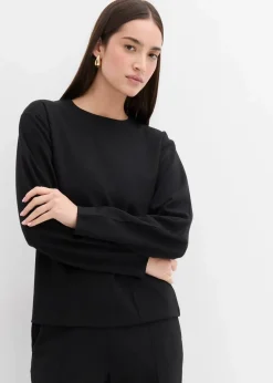 bonprix Shirts & Tops^Langarmshirt aus Punto di Roma schwarz