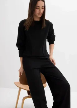 bonprix Shirts & Tops^Langarmshirt aus Punto di Roma schwarz