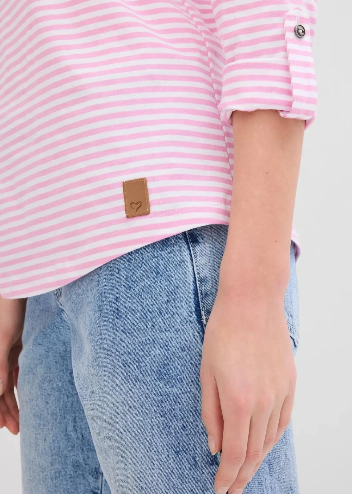 bonprix Shirts & Tops^Langarmshirt aus reiner Baumwolle blütenpink/weiß gestreift
