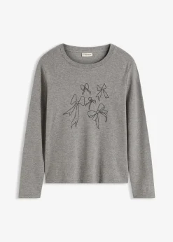 bonprix Nachhaltigere Materialien|Shirts & Tops^Langarmshirt aus reiner Bio-Baumwolle grau meliert