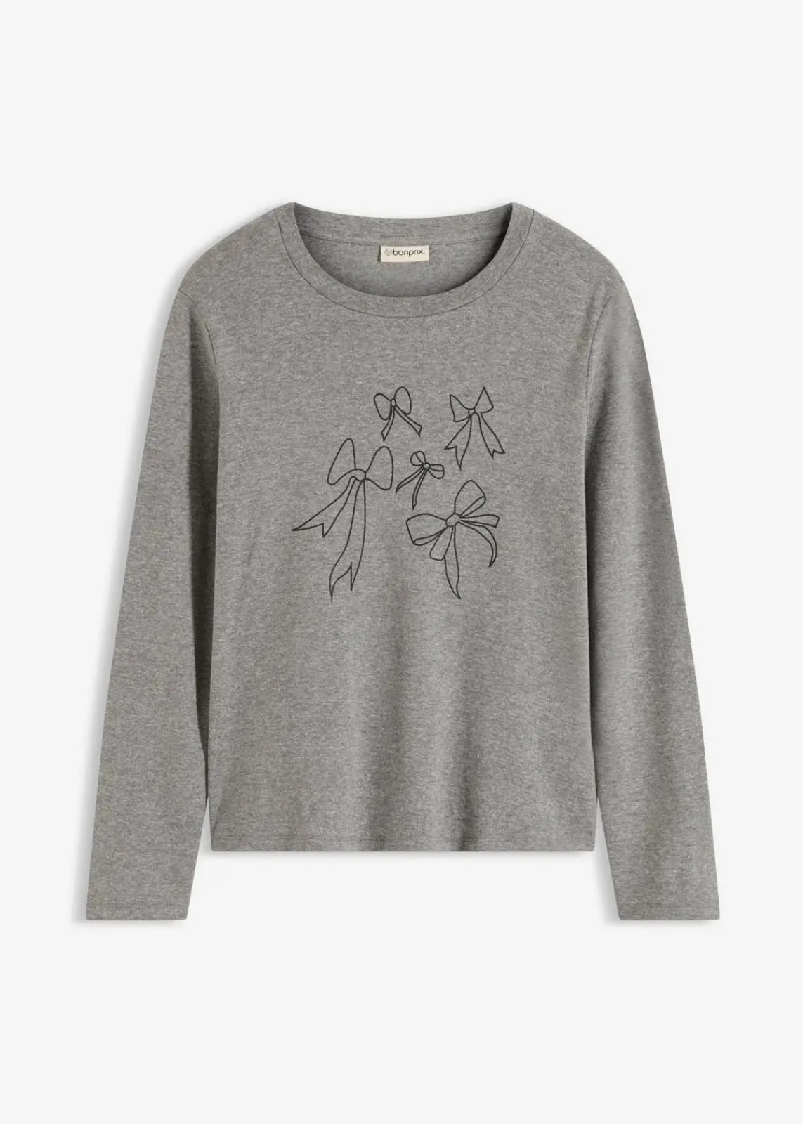 bonprix Nachhaltigere Materialien|Shirts & Tops^Langarmshirt aus reiner Bio-Baumwolle grau meliert
