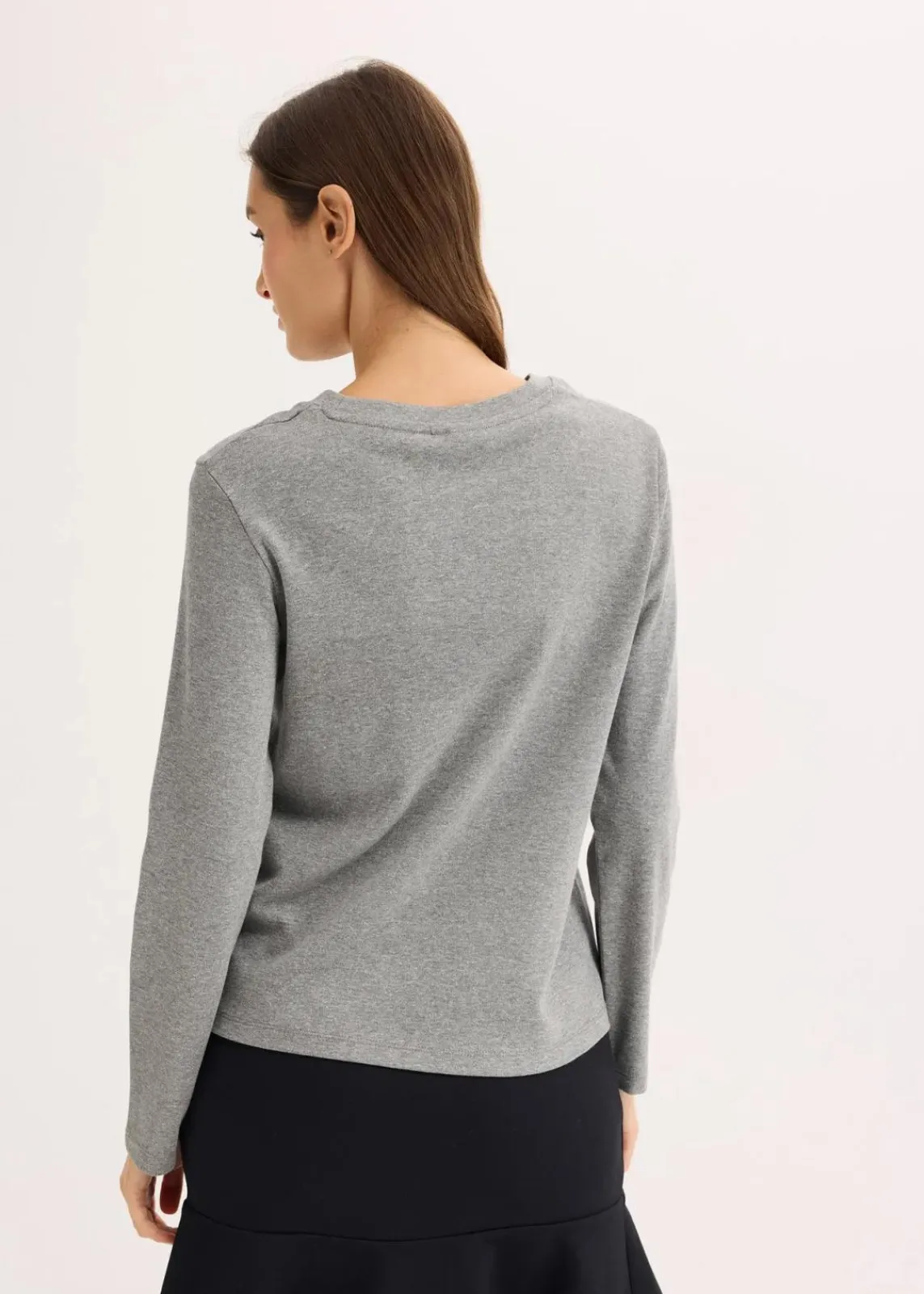 bonprix Nachhaltigere Materialien|Shirts & Tops^Langarmshirt aus reiner Bio-Baumwolle grau meliert
