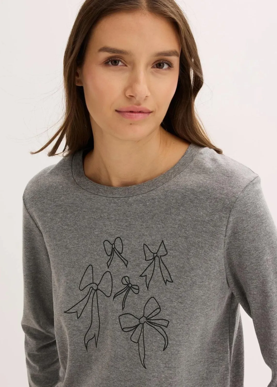 bonprix Nachhaltigere Materialien|Shirts & Tops^Langarmshirt aus reiner Bio-Baumwolle grau meliert