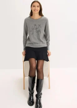 bonprix Nachhaltigere Materialien|Shirts & Tops^Langarmshirt aus reiner Bio-Baumwolle grau meliert