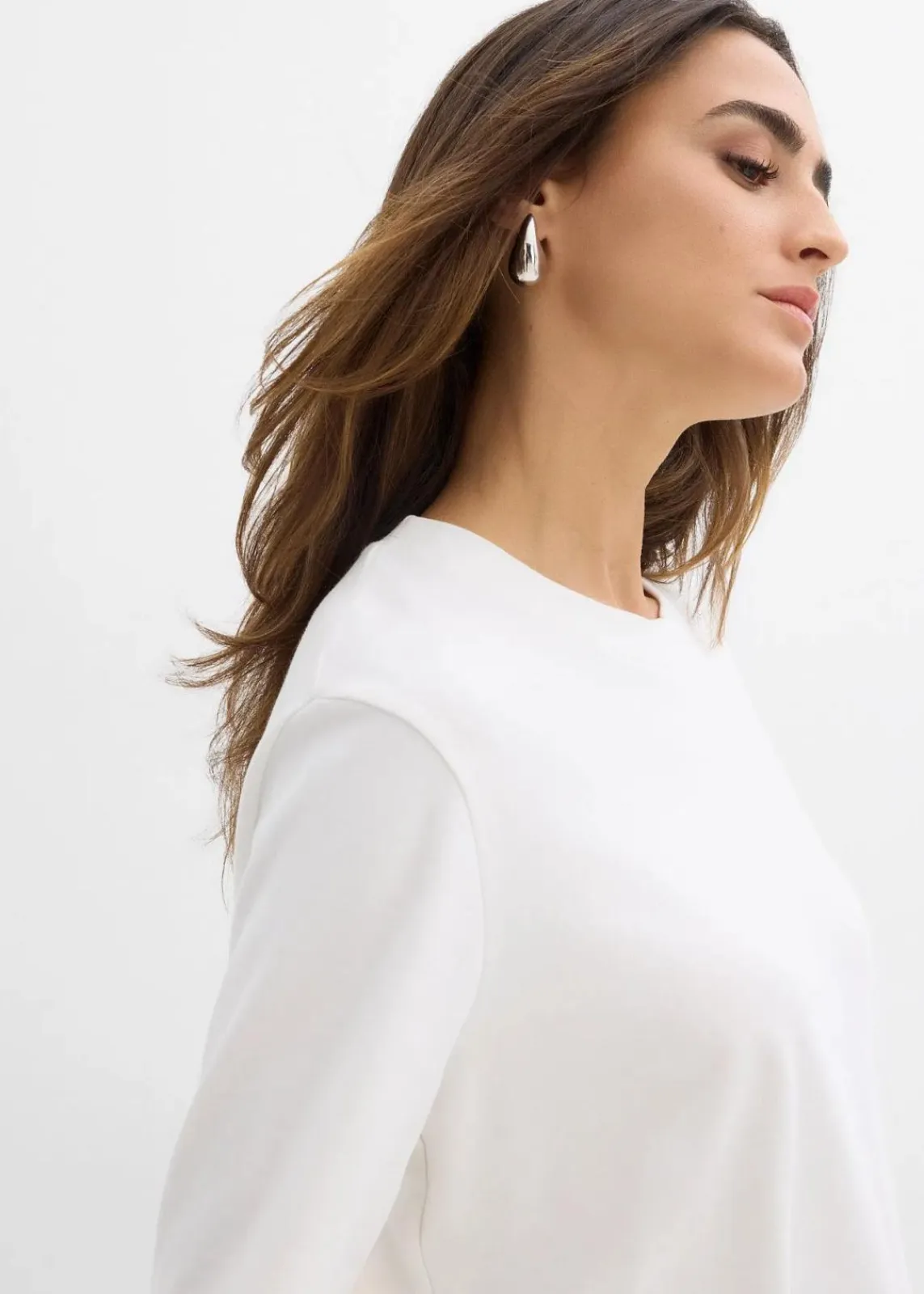 bonprix Shirts & Tops|Basics^Langarmshirt aus reiner Bio-Baumwolle wollweiß