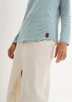 bonprix Shirts & Tops^Langarmshirt aus reiner Baumwolle pfeffergrün / weiss gestreift