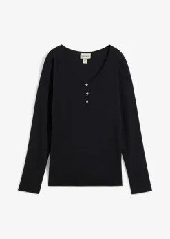 bonprix Shirts & Tops|Basics^Langarmshirt aus reiner Bio-Baumwolle schwarz