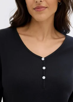 bonprix Shirts & Tops|Basics^Langarmshirt aus reiner Bio-Baumwolle schwarz