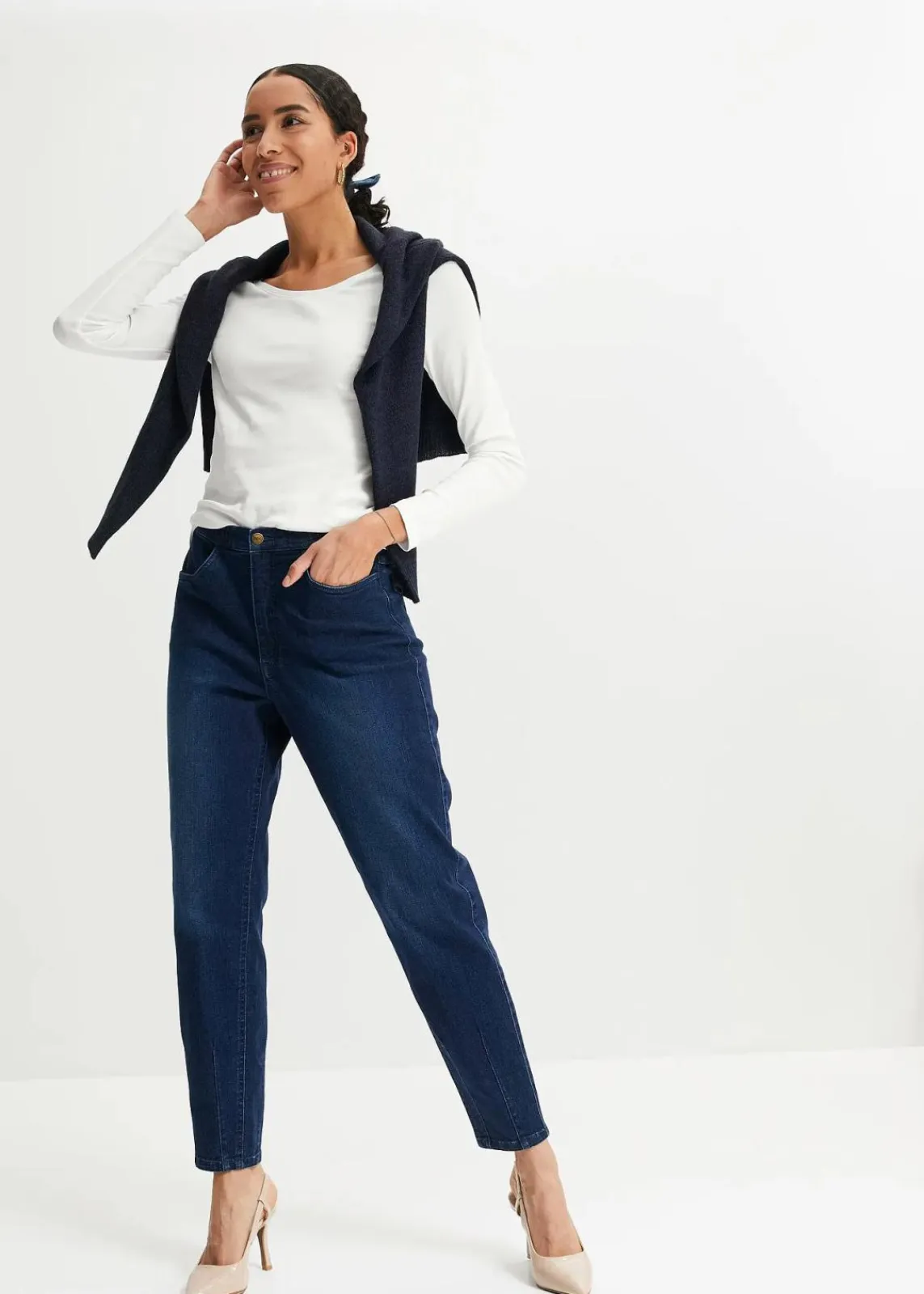 bonprix Shirts & Tops|Basics^Langarmshirt aus reiner Bio-Baumwolle wollweiß