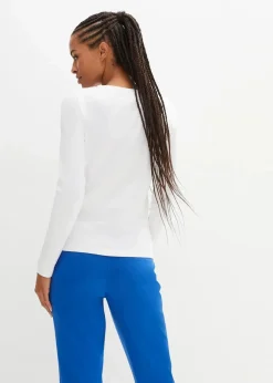 bonprix Shirts & Tops|Basics^Langarmshirt aus reiner Bio-Baumwolle weiß