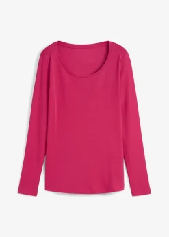 bonprix Shirts & Tops|Basics^Langarmshirt aus reiner Bio-Baumwolle beerenrot