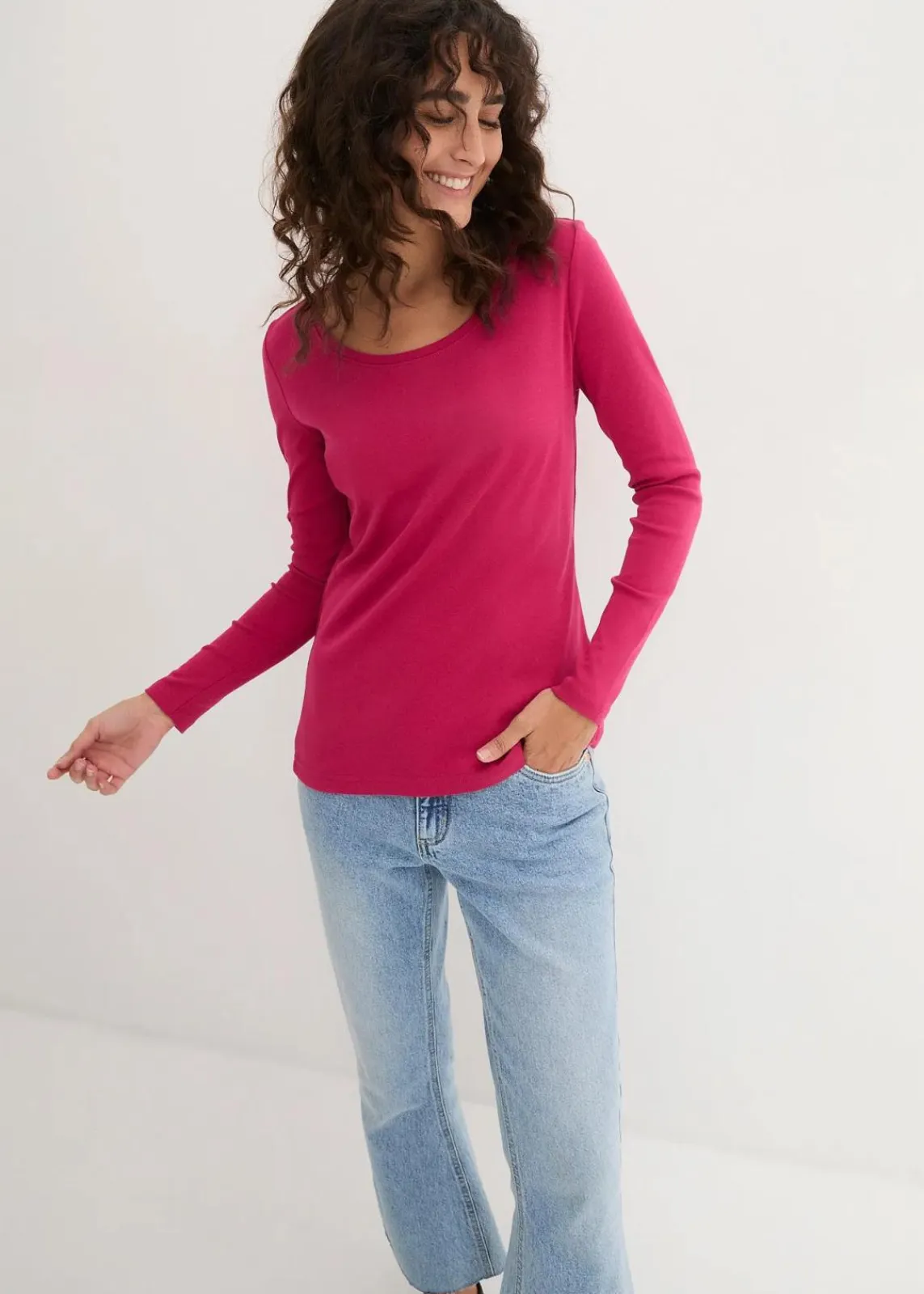 bonprix Shirts & Tops|Basics^Langarmshirt aus reiner Bio-Baumwolle beerenrot