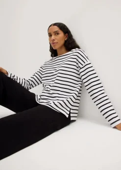 bonprix Shirts & Tops|Basics^Langarmshirt aus reiner Bio-Baumwolle, (2er Pack) weiß/schwarz gestreift + schwarz/weiß gestreift