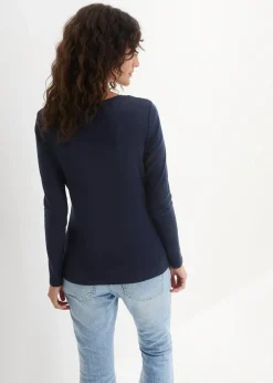 bonprix Shirts & Tops|Basics^Langarmshirt aus reiner Bio-Baumwolle dunkelblau