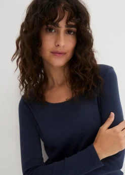 bonprix Shirts & Tops|Basics^Langarmshirt aus reiner Bio-Baumwolle dunkelblau