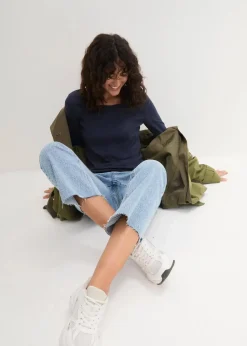 bonprix Shirts & Tops|Basics^Langarmshirt aus reiner Bio-Baumwolle dunkelblau