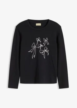 bonprix Shirts & Tops|Nachhaltigere Materialien^Langarmshirt aus reiner Bio-Baumwolle schwarz