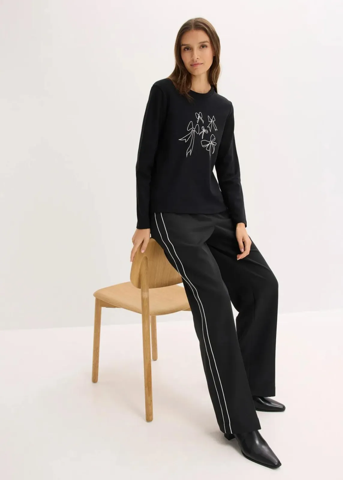 bonprix Shirts & Tops|Nachhaltigere Materialien^Langarmshirt aus reiner Bio-Baumwolle schwarz