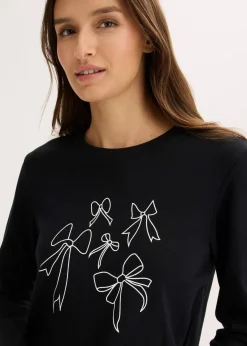 bonprix Shirts & Tops|Nachhaltigere Materialien^Langarmshirt aus reiner Bio-Baumwolle schwarz