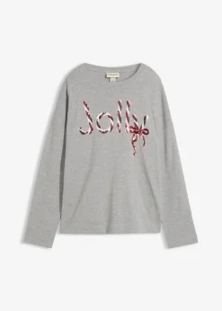 bonprix Nachhaltigere Materialien|Shirts & Tops^Langarmshirt aus reiner Bio-Baumwolle hellgrau meliert