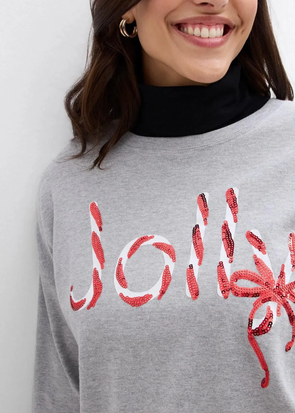 bonprix Nachhaltigere Materialien|Shirts & Tops^Langarmshirt aus reiner Bio-Baumwolle hellgrau meliert