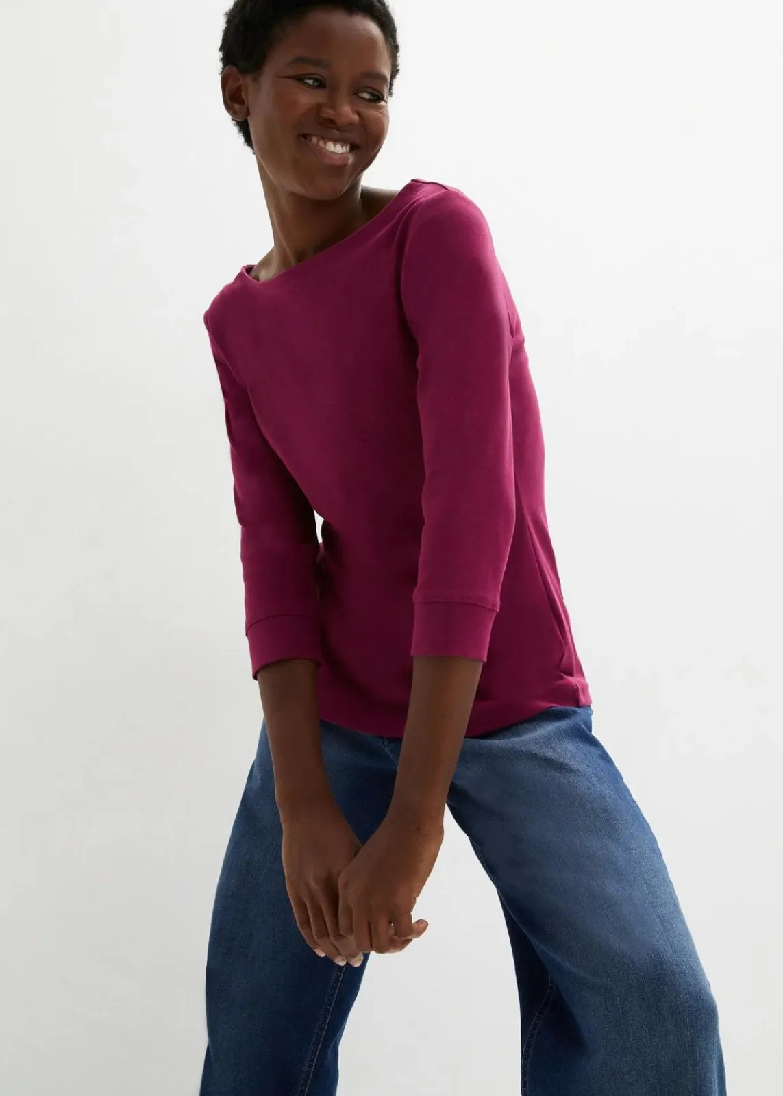 bonprix Shirts & Tops|Basics^Langarmshirt aus reiner Bio-Baumwolle beere