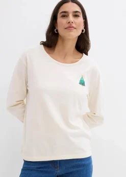 bonprix Shirts & Tops|Nachhaltigere Materialien^Langarmshirt aus reiner Bio-Baumwolle naturbeige