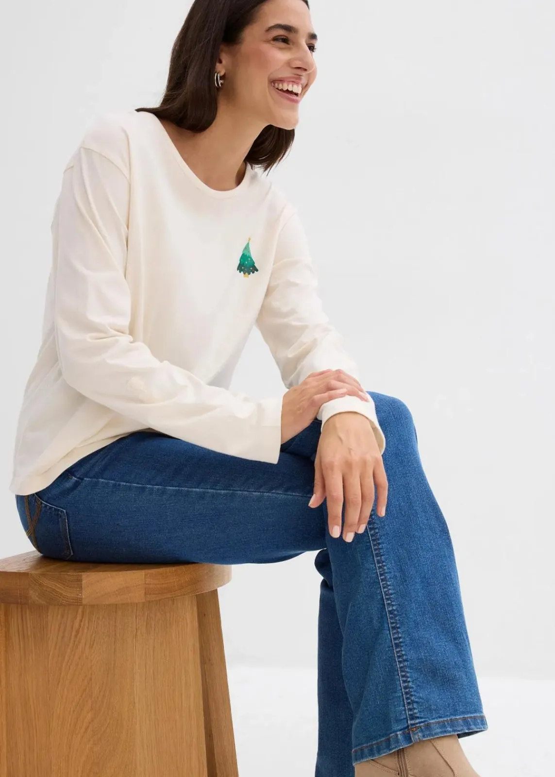 bonprix Shirts & Tops|Nachhaltigere Materialien^Langarmshirt aus reiner Bio-Baumwolle naturbeige