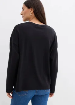 bonprix Shirts & Tops|Nachhaltigere Materialien^Langarmshirt aus reiner Bio-Baumwolle schwarz