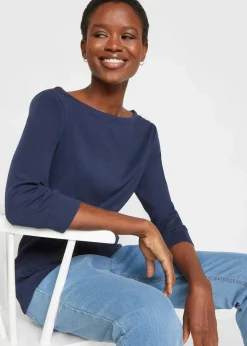 bonprix Shirts & Tops|Basics^Langarmshirt aus reiner Bio-Baumwolle dunkelblau