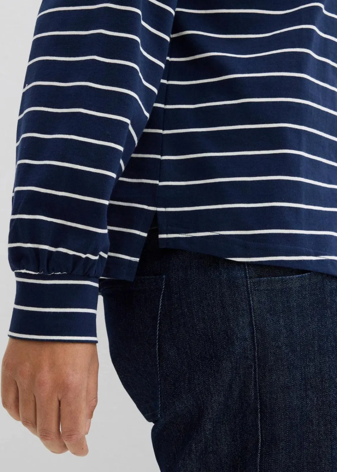 bonprix Shirts & Tops|Nachhaltigere Materialien^Langarmshirt aus reiner Bio-Baumwolle dunkelblau/wollweiß gestreift