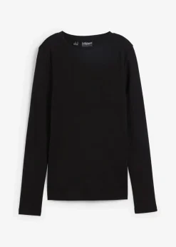 bonprix Shirts & Tops|Basics^Langarmshirt aus reiner Bio-Baumwolle schwarz