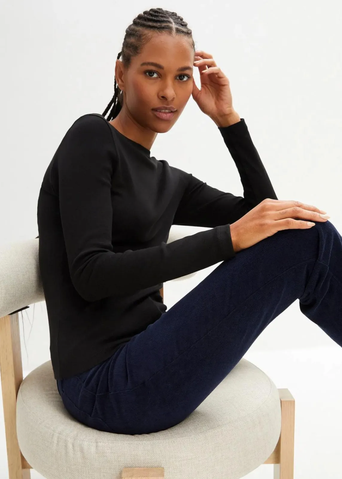 bonprix Shirts & Tops|Basics^Langarmshirt aus reiner Bio-Baumwolle schwarz