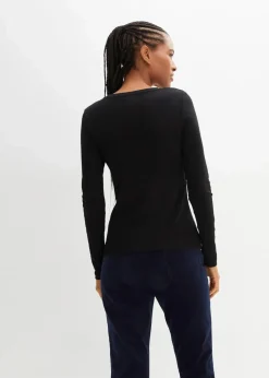 bonprix Shirts & Tops|Basics^Langarmshirt aus reiner Bio-Baumwolle schwarz