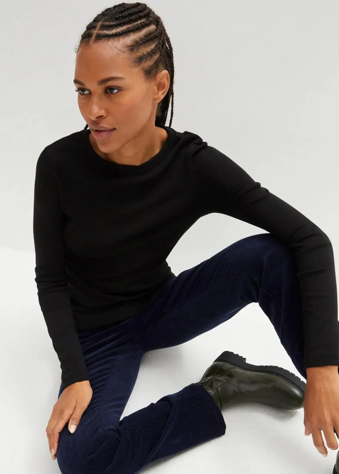 bonprix Shirts & Tops|Basics^Langarmshirt aus reiner Bio-Baumwolle schwarz