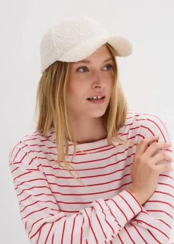 bonprix Nachhaltigere Materialien|Shirts & Tops^Langarmshirt aus reiner Bio-Baumwolle weiß/erdbeere gestreift