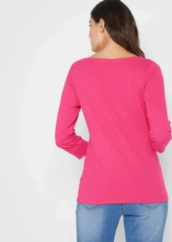 bonprix Shirts & Tops|Basics^Langarmshirt aus reiner Bio-Baumwolle dunkelpink