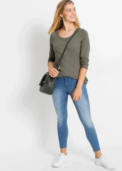 bonprix Shirts & Tops^Langarmshirt aus reiner Baumwolle oliv