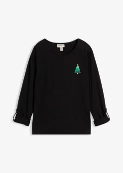 bonprix Nachhaltigere Materialien|Shirts & Tops^Langarmshirt aus reiner Bio-Baumwolle schwarz
