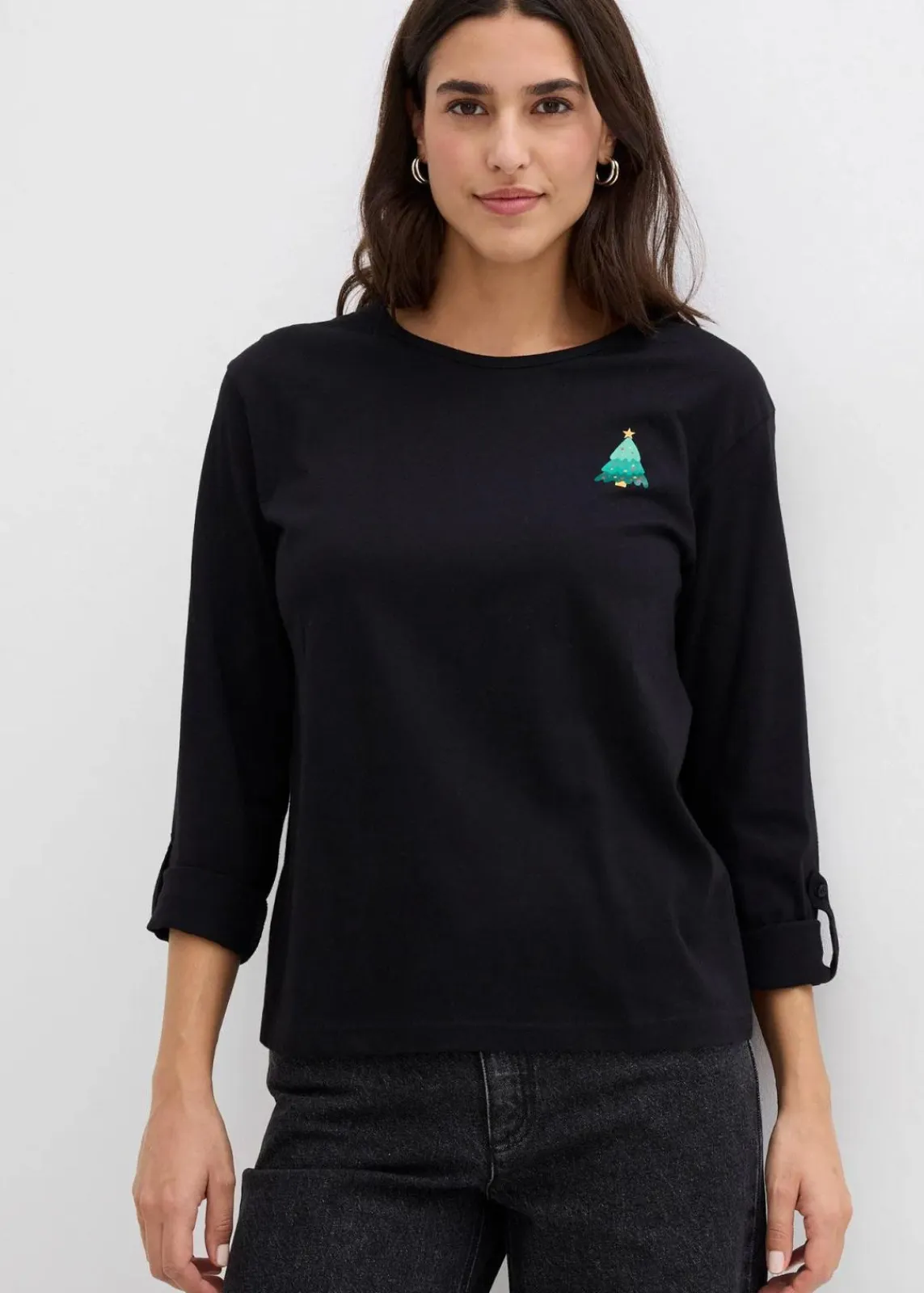 bonprix Nachhaltigere Materialien|Shirts & Tops^Langarmshirt aus reiner Bio-Baumwolle schwarz