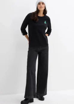 bonprix Nachhaltigere Materialien|Shirts & Tops^Langarmshirt aus reiner Bio-Baumwolle schwarz
