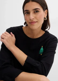 bonprix Nachhaltigere Materialien|Shirts & Tops^Langarmshirt aus reiner Bio-Baumwolle schwarz