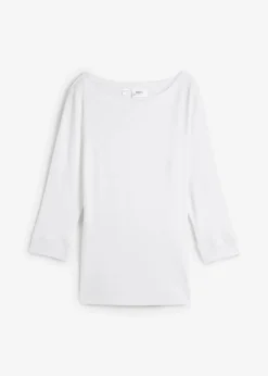 bonprix Shirts & Tops|Basics^Langarmshirt aus reiner Bio-Baumwolle weiß