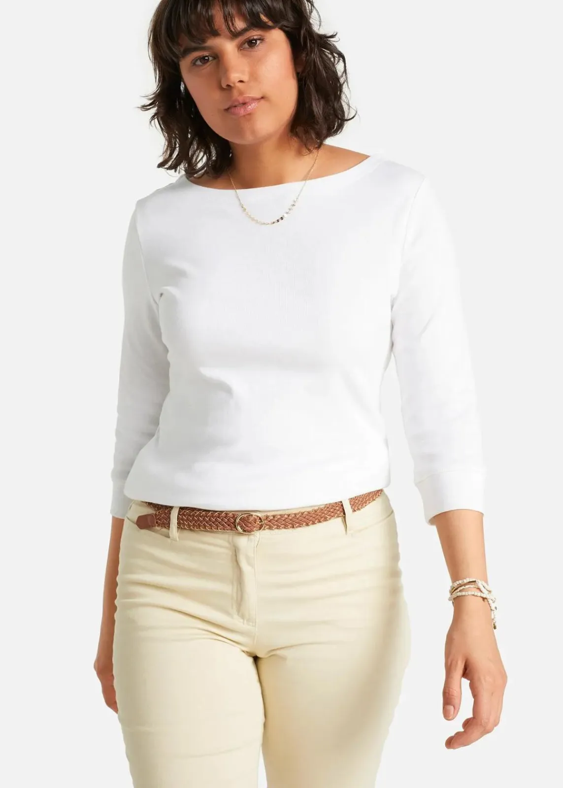 bonprix Shirts & Tops|Basics^Langarmshirt aus reiner Bio-Baumwolle weiß