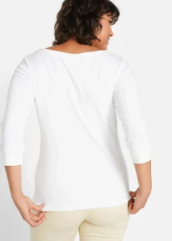 bonprix Shirts & Tops|Basics^Langarmshirt aus reiner Bio-Baumwolle weiß