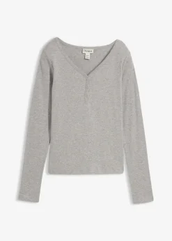 bonprix Shirts & Tops|Basics^Langarmshirt aus reiner Bio-Baumwolle hellgrau meliert meliert