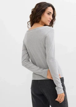 bonprix Shirts & Tops|Basics^Langarmshirt aus reiner Bio-Baumwolle hellgrau meliert meliert