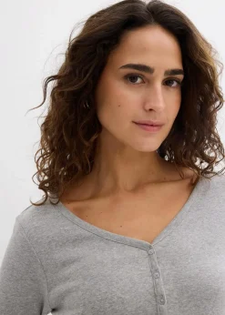 bonprix Shirts & Tops|Basics^Langarmshirt aus reiner Bio-Baumwolle hellgrau meliert meliert